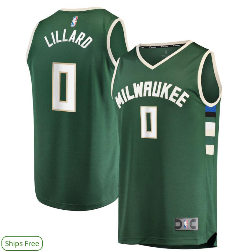 Men Nike Milwaukee Bucks #0 Lillard Green NBA Swingman Icon Edition  2024 Jersey